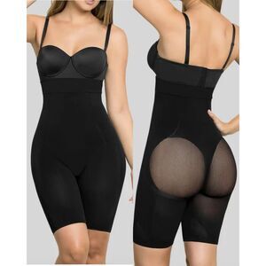 Leonisa SkinFuse Invisible High Waist-to-Thigh Body Shaper Black Medium
